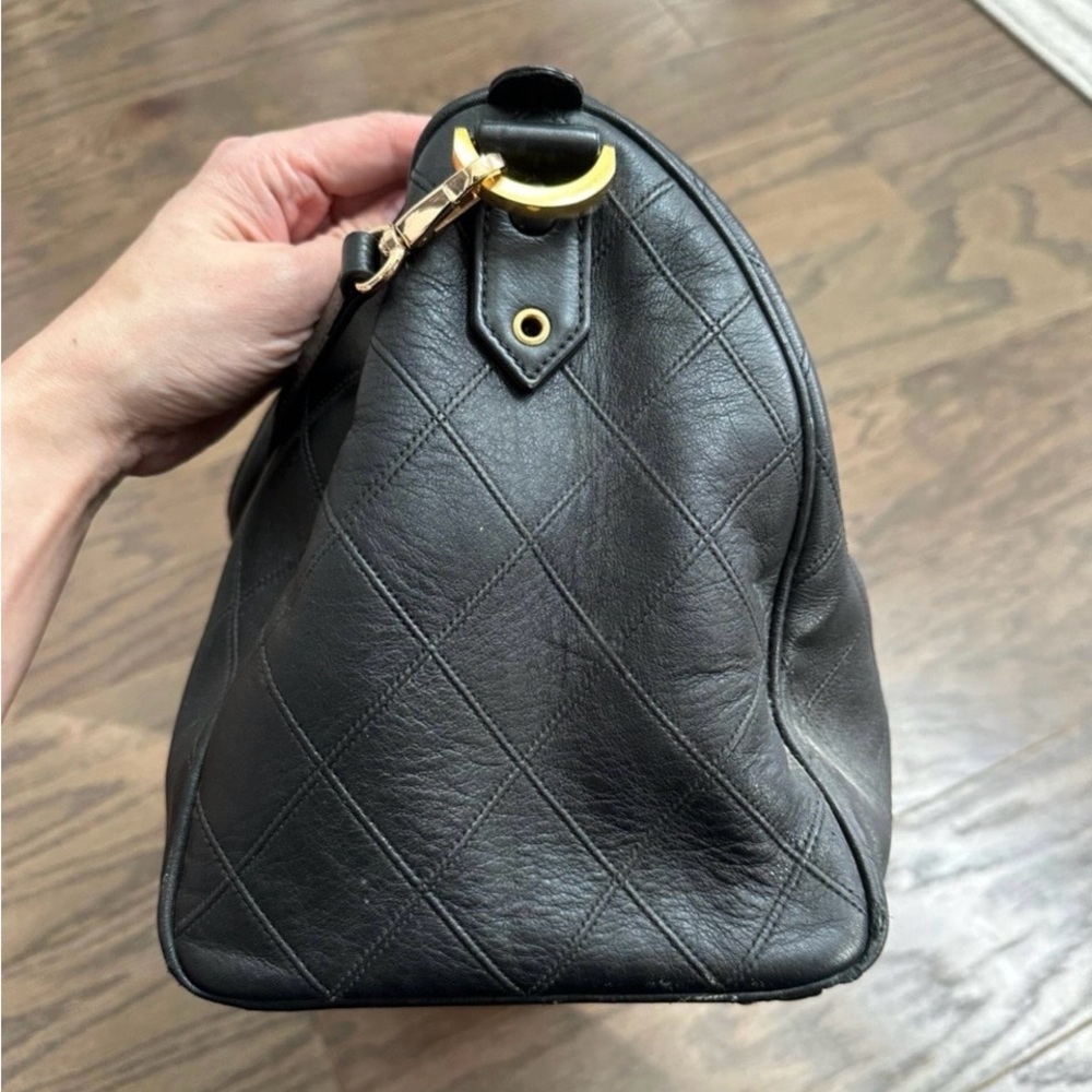 Chanel Black Leather Satchel with Gold Accents - Picture 7 of 12